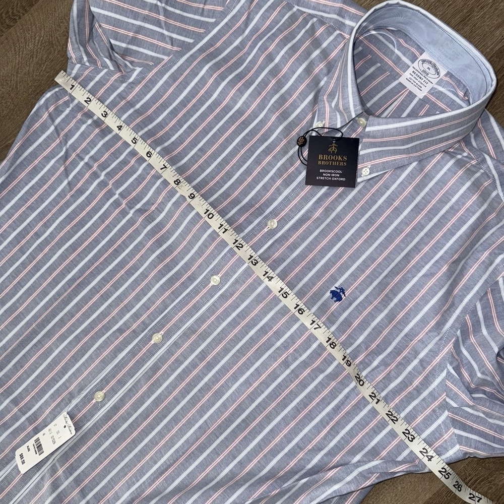 NWT Brooks Brothers Long Sleeve Button Down Regent Men's XL Blue Striped Stretch - Picture 6 of 7